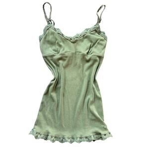 American Eagle Green Lace Cami Top - Size: M